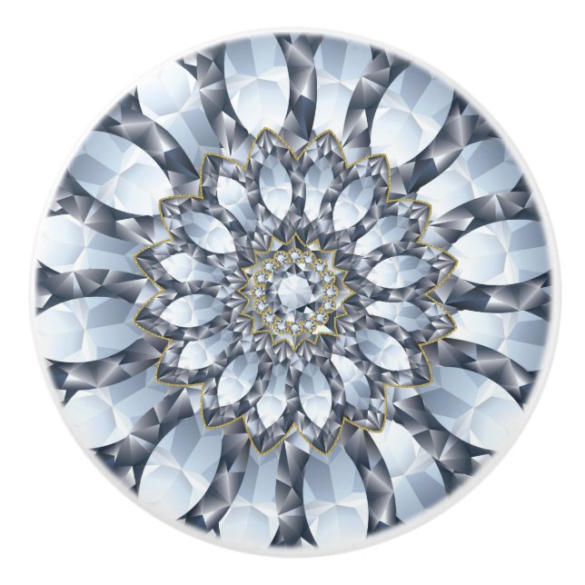 Faux Diamonds & Black Geometric Pattern 2 Ceramic Knob (Front)