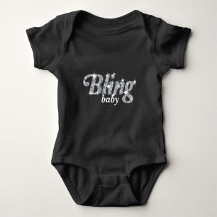 Faux diamonds on black 'Bling baby' text design Baby Bodysuit