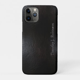 Faux Distressed Black Leather Embossed Case-Mate iPhone Case