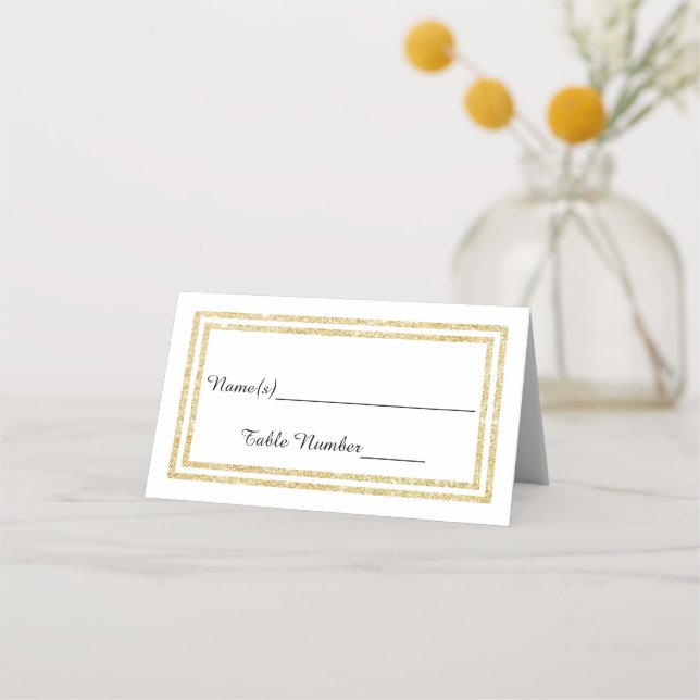 Faux Double Gold Glitter Trim - Escort Card (Front)