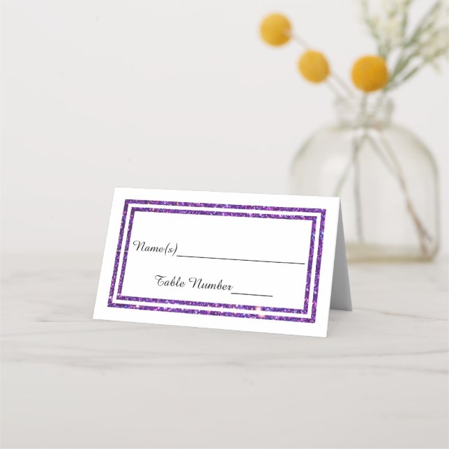 Faux Double Purple Glitter Trim - Escort Card (Front)