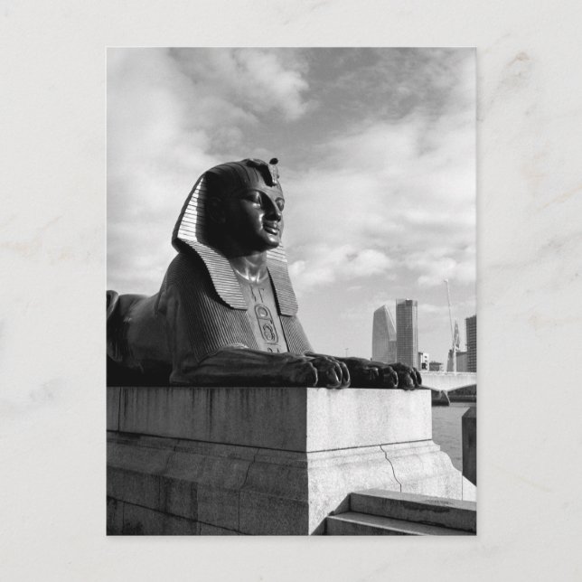 Faux-Egyptian sphinx, London UK Postcard (Front)
