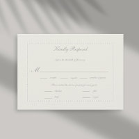 Faux Embossed Beaded Ecru Formal Wedding Meal RSVP