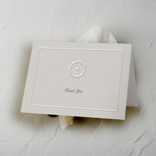 Faux Embossed Boat Helm Coastal Wedding Thank You Card