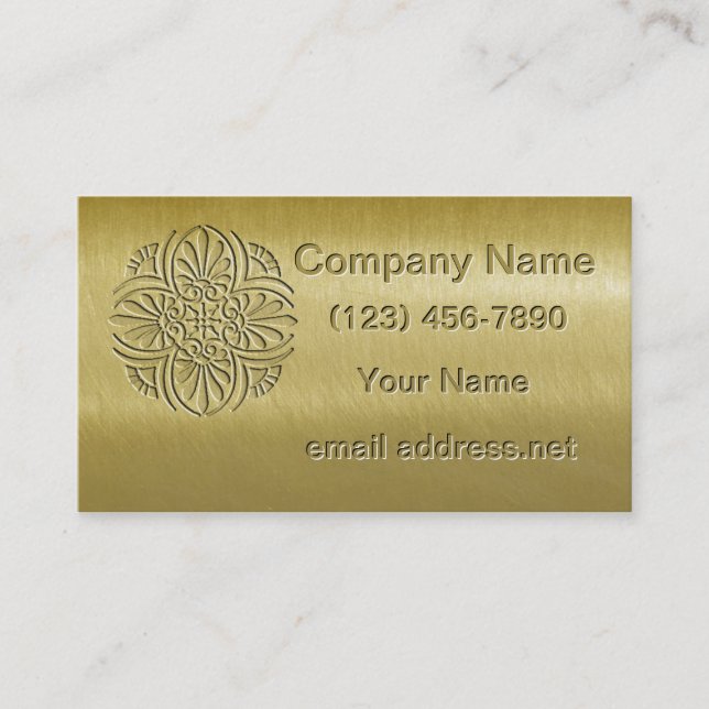 Faux Embossed Brass Business Card (Front)