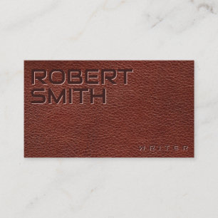 Faux Embossed Brown Leather Business Card