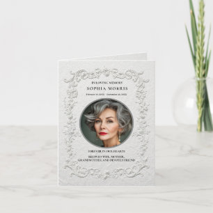 Faux Embossed Floral Funeral Folded Thank You Card