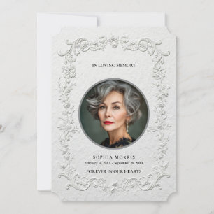 Faux Embossed Floral  Funeral Photo Thank You Card