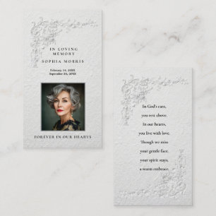 Faux Embossed Floral Funeral Prayer Card