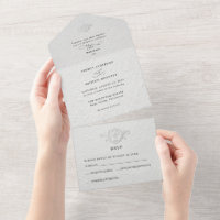 Faux Embossed Floral Wedding All In One Invi