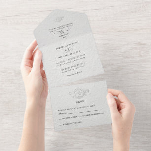 Faux Embossed Floral Wedding All In One Invi Invitation