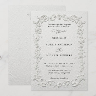Faux Embossed Floral Wedding Invitation