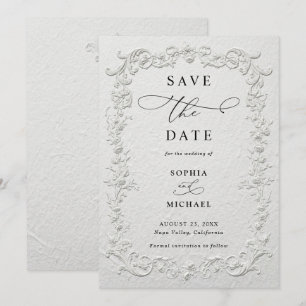 Faux Embossed Floral Wedding Save the Date I Invitation