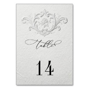 Faux Embossed Floral Wedding Table Numbers