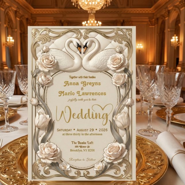 Faux Embossed Gold Regal Fairytale Wedding Invitation (Creator Uploaded)