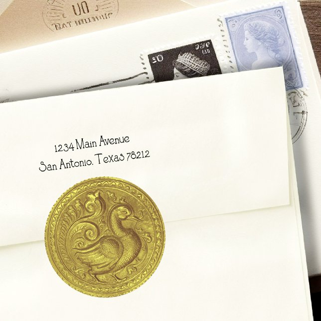 Faux Embossed Peacock Gold Set 1026 Classic Round Sticker (Creator Uploaded)