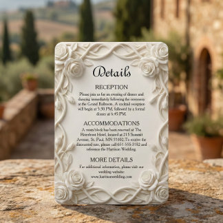 Faux Embossed Plaster Ivory Floral Enclosure Card