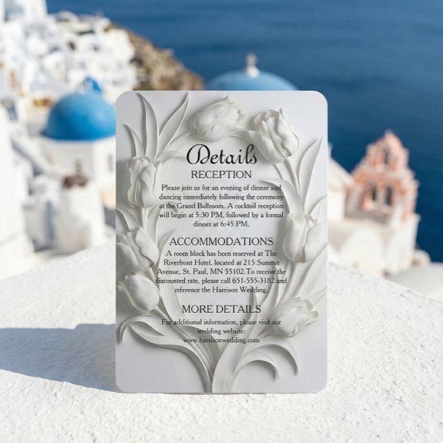 Faux Embossed Relief Sculpted White Tulip Enclosure Card (Creator Uploaded)