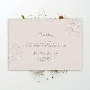 Faux Embossed Roses Ecru Classic Reception Wedding Enclosure Card