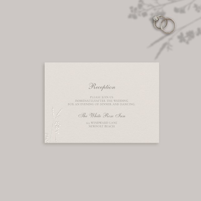 Faux Embossed Wildflower Classic Reception Wedding Enclosure Card (formal wedding response card traditional reply ecru faux wildflowers elegant modern classic)