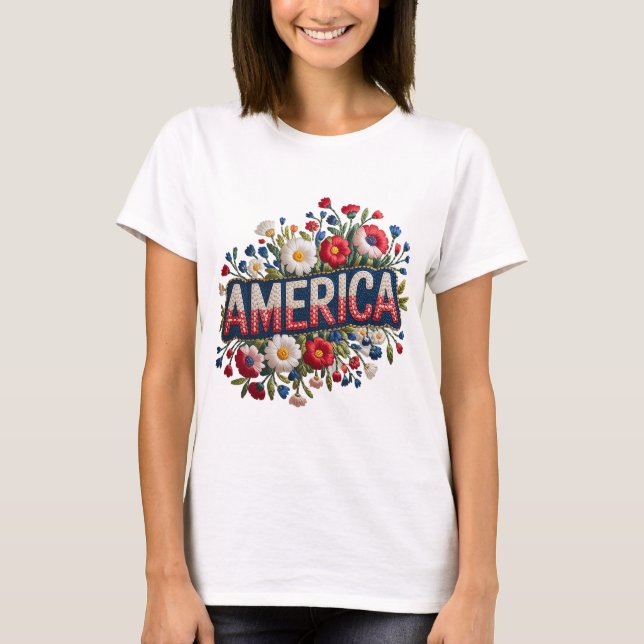 Faux Embroidery America Tshirt (Front)