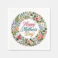 Faux Embroidery Floral Happy Mother's Day