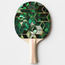 Faux Emerald, Green and Gold, Geometric