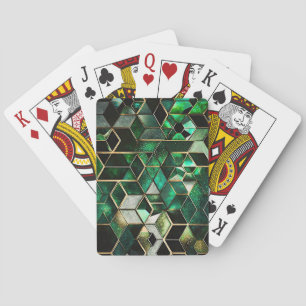 Faux Emerald, Green and Gold, Geometric Playing Cards