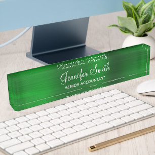 Faux Emerald Green Foil with Job Title Nameplate