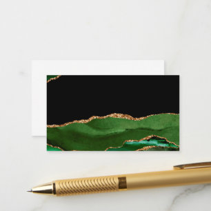 Faux Emerald Green Marbled Agate Contemporary Enclosure Card
