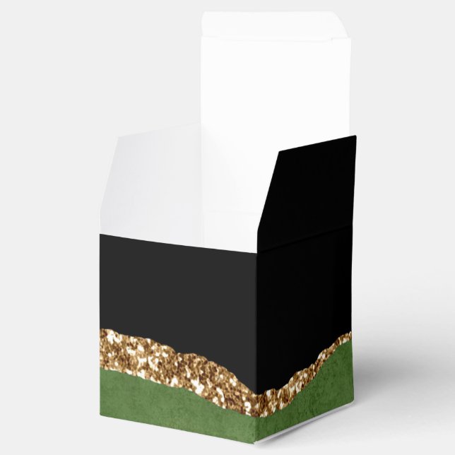 Faux Emerald Green Marbled Agate Contemporary Favour Box (Opened)
