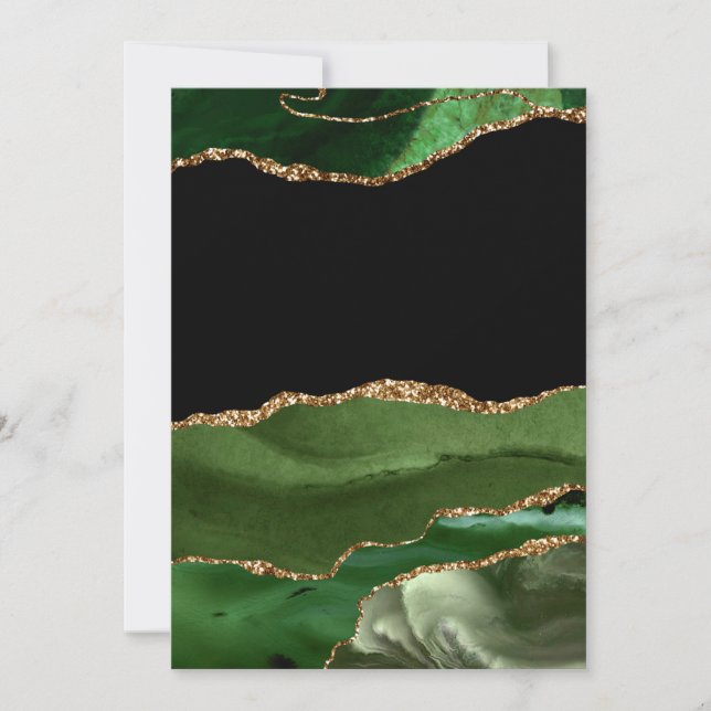 Faux Emerald Green Marbled Agate Contemporary Invitation (Front)
