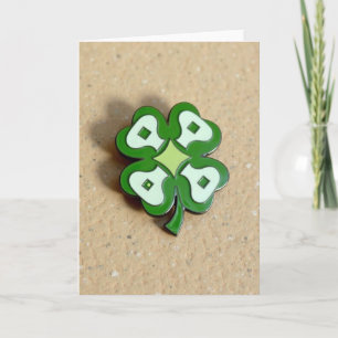 Faux Enamel Clover Luck Card