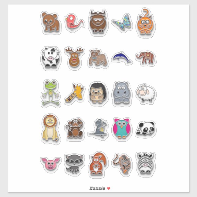 Faux Enamel Pin Animals (Sheet)