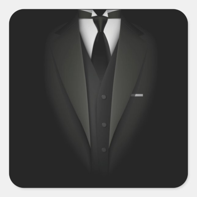 Faux Fake Tuxedo Suit top with Vest And tie Square Sticker (Front)