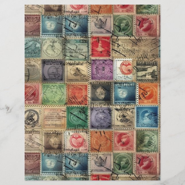 Faux Fantasy Postage Stamp Collage 7 (Back)