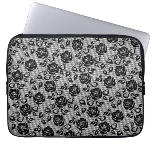 Faux Fishnet Black Lace Laptop Sleeve