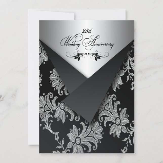 FAUX Flaps 25th Wedding Anniversary Invitation 2 (Front)