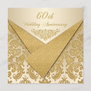 FAUX Flaps Damask 60th Anniversary Invitation