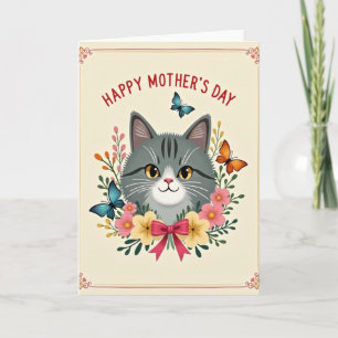 Faux Foil Cat Mothers Day Card