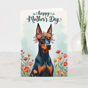 Faux Foil Dog Floral Art Card