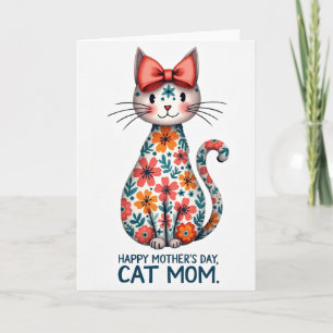 Faux Foil Floral Feline Card