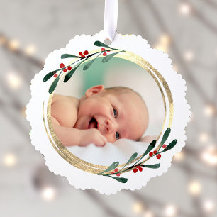 faux foil frame Merry Christmas Tree Decoration Card