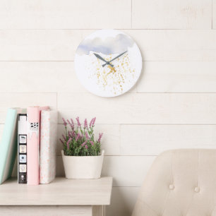 Faux Foil Gold Blue Acrylic Wall Clock