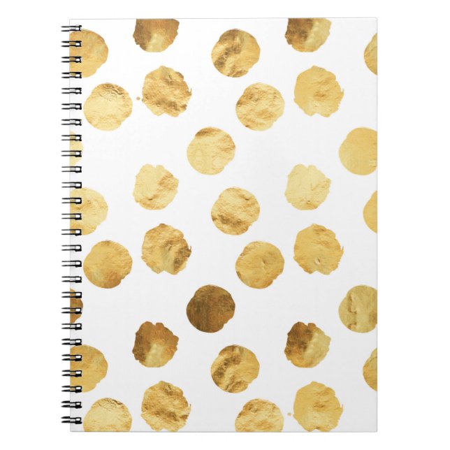 Faux Foil Gold Dots Pattern Background Dot Texture Spiral Notebook (Front)