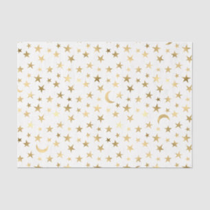 Faux Foil Gold Moon and Stars Tissue Paper
