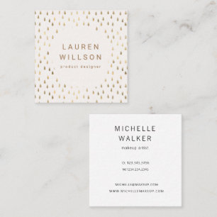 Faux Foil Gold Rain Drops Trendy Square Business Card