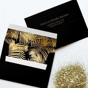 Faux Foil Gold Tropical Palm Leaves Envelope