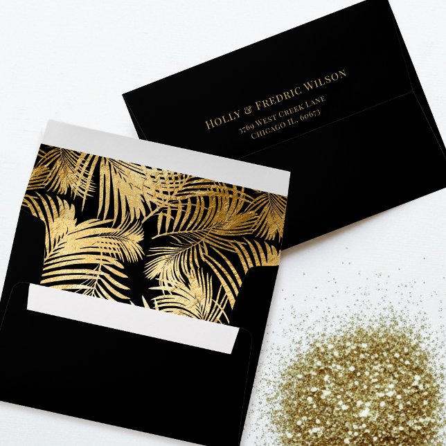 Faux Foil Gold Tropical Palm Leaves Envelope (Creator Uploaded)