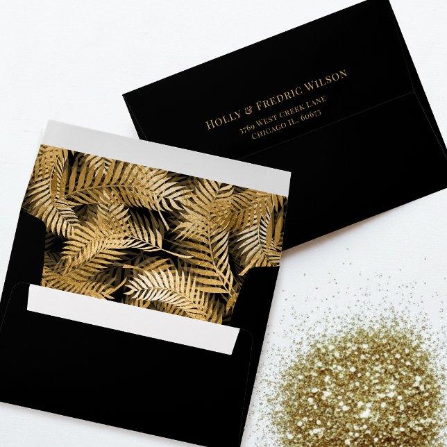 Faux Foil Gold Tropical Palm Leaves Envelope (Creator Uploaded)